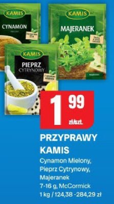 Przyprawy Kamis Cynamon Mielony, Pieprz Cytrynowy, Majeranek promocja w Chorten
