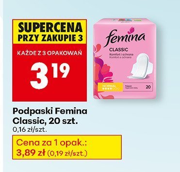 Podpaski Femina Classic, 20 szt. promocja w Biedronka