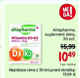 Witaminy d3 + k2 Altapharma promocja