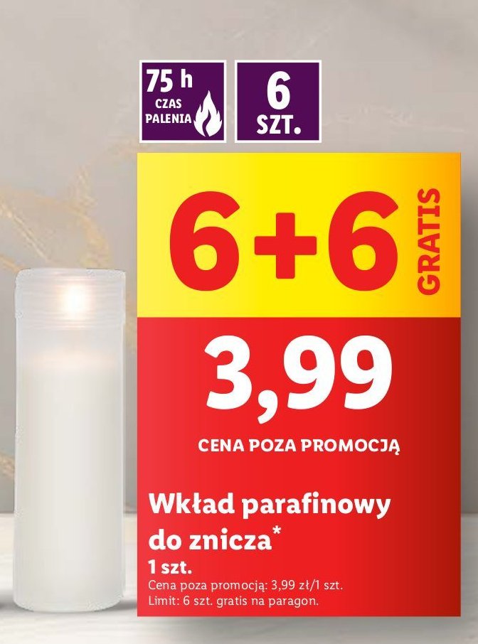 Wkład parafinowy 75 h promocja w Lidl