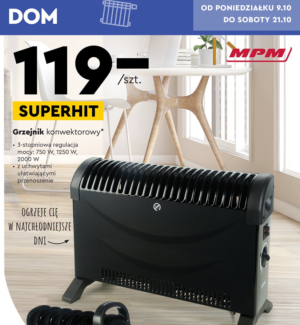 Grzejnik konwektorowy 750 w-2000 w Mpm product promocja