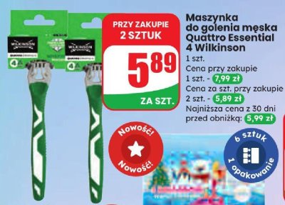 Maszynka do golenia męska Quattro Essential 4 Wilkinson promocja w Dino