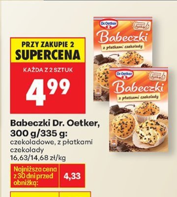 Babeczki Dr. Oetker, 300 g/335 g: czekoladowe, z płatkami czekolady promocja w Biedronka