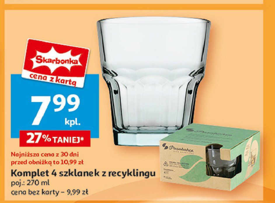 Szklanki z recyklingu 270 ml Pasabahce promocja w Auchan