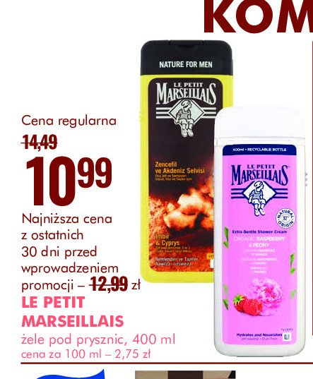 Żel pod prysznic malina i piwonia Le petit marseillais promocja