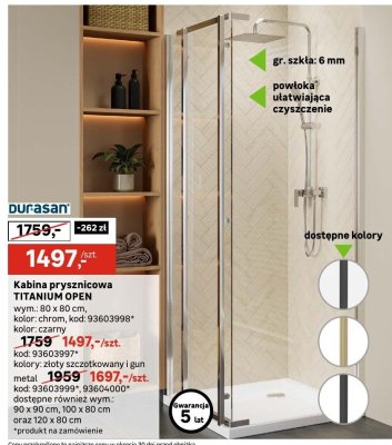 Kabina prysznicowa Titanium Open Durasan promocja w Leroy Merlin