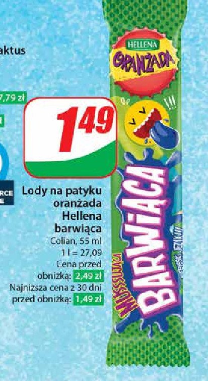 Lód o smaku oranżady barwiąca Hellena oranżada promocja