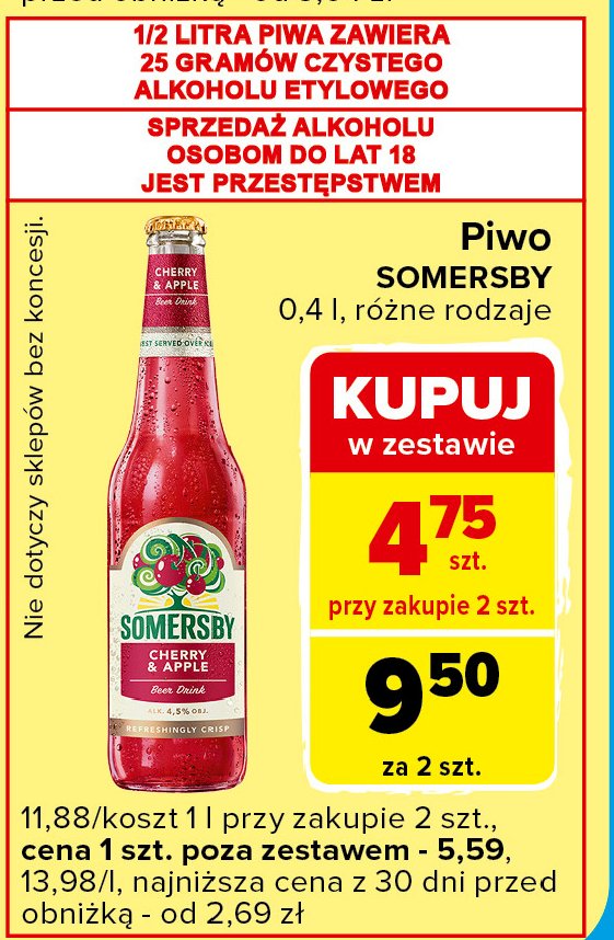 Piwo Somersby cherry & apple promocja w Carrefour Express