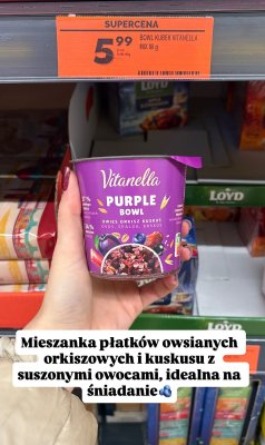 Bowl płatki owsiane mieszanka Purple Bowl Vitanella promocja w Biedronka