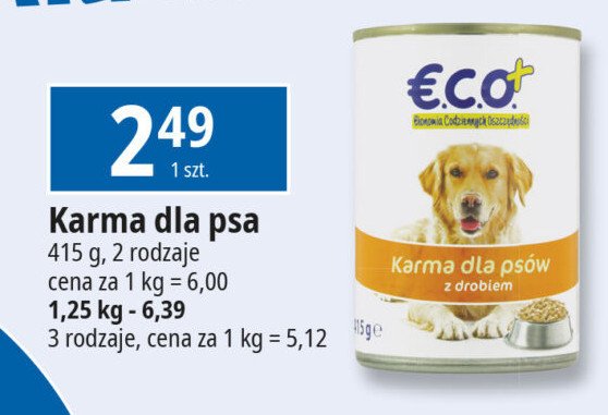 Mokra karma dla psa drób Eco+ promocja w Leclerc