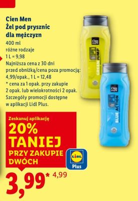 Żel pod prysznic dla mężczyzn Cien Men różne rodzaje promocja w Lidl