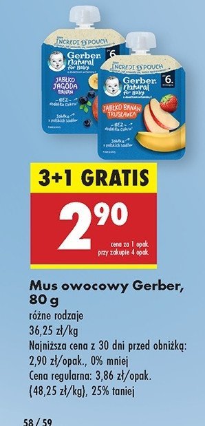 Deserek jabłko-banan-truskawka Gerber promocja w Biedronka