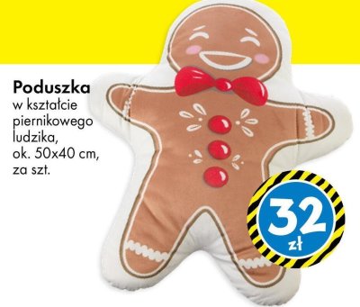 Poduszka w kształcie piernikowego ludzika ok. 50x40 cm promocja w Tedi