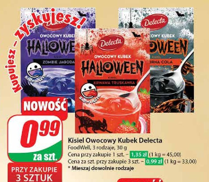 Kisiel halloween cola Delecta owocowy kubek promocja w Dino