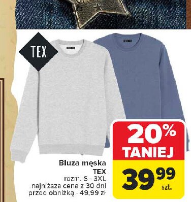 Bluza męska rozm. s-3xl Tex promocja w Carrefour