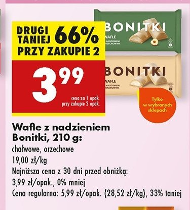 Wafle z nadzieniem chałwowym Bonitki promocja