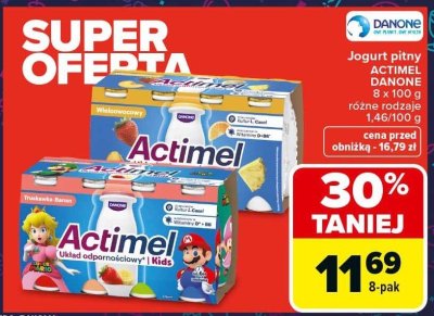 Jogurt pitny Actimel Danone różne rodzaje promocja w Carrefour