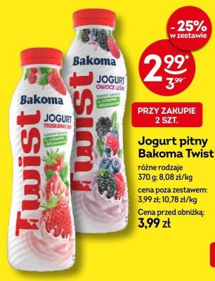 Jogurt pitny Bakoma Twist różne rodzaje promocja w Żabka