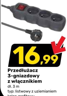 Przedłużacz 3-gniazdowy z włącznikiem promocja w Bricomarche