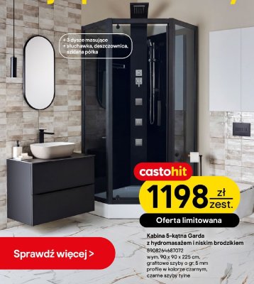 Kabina 5-kątna Garda z hydromasażem i niskim brodzikiem promocja w Castorama