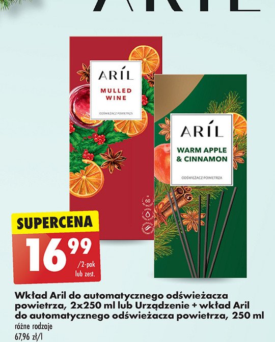 Odświeżacz powietrza + wkład warm apple & cinnamon Aril promocja w Biedronka