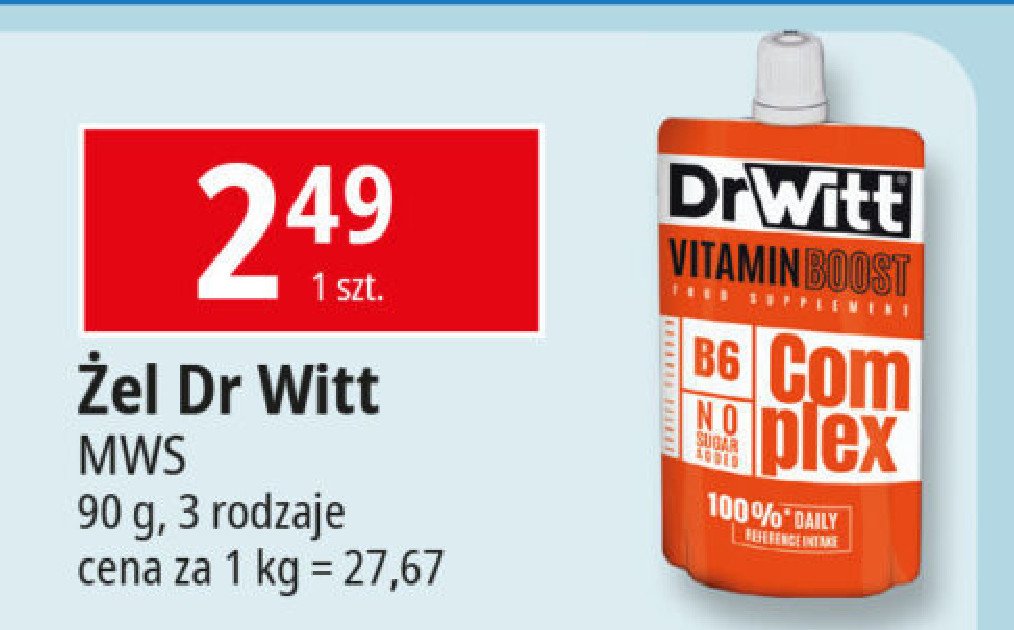 Żel energetyczny multi Dr witt vitamin boost promocja w Leclerc