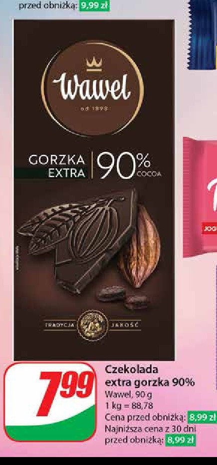 Czekolada gorzka extra 90% Wawel promocja w Dino