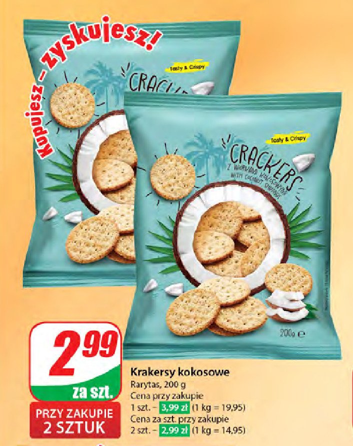 Krakersy kokosowe Rarytas promocja w Dino