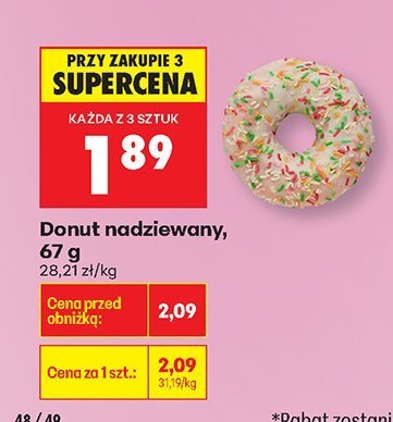 Donut nadziewany, 70 g Biedronka promocja w Biedronka