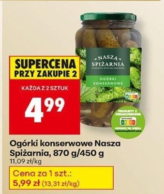Ogórki konserwowe Nasza Spiżarnia promocja w Biedronka