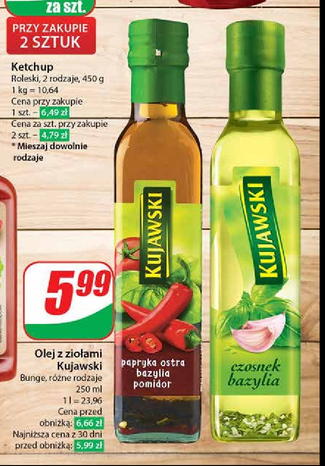 Olej papryka ostra bazylia pomidor Kujawski kruszwica promocja w Dino