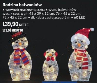 Rodzina bałwanków świetlna wewnętrzna/zewnętrzna różne rozmiary, 60 LED promocja w Makro