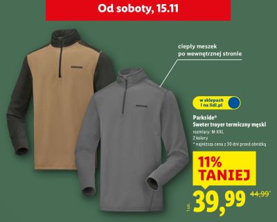 Parkside Sweter troyer termiczny męski M-XXL promocja w Lidl