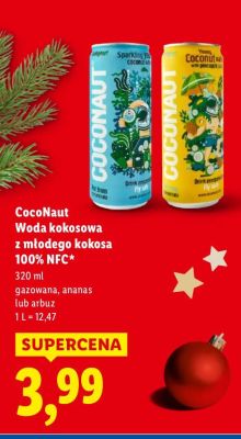 Woda kokosowa z młodego kokosa 100% NFC arbuz promocja w Lidl