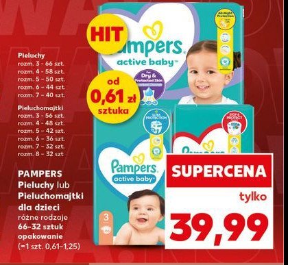 Pieluszki dla dzieci midi Pampers active baby promocja w Kaufland