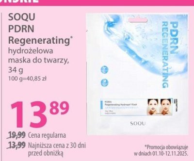 Maska SOQU PDRN Regenerating hydróżelowa maska do twarzy promocja w Hebe