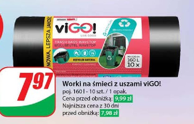 Worki na śmieci z uszami ld czarne 160 l Vigo! promocja