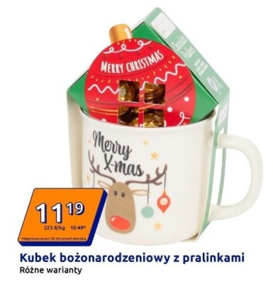 Kubek bożonarodzeniowy z pralinakami promocja w Action