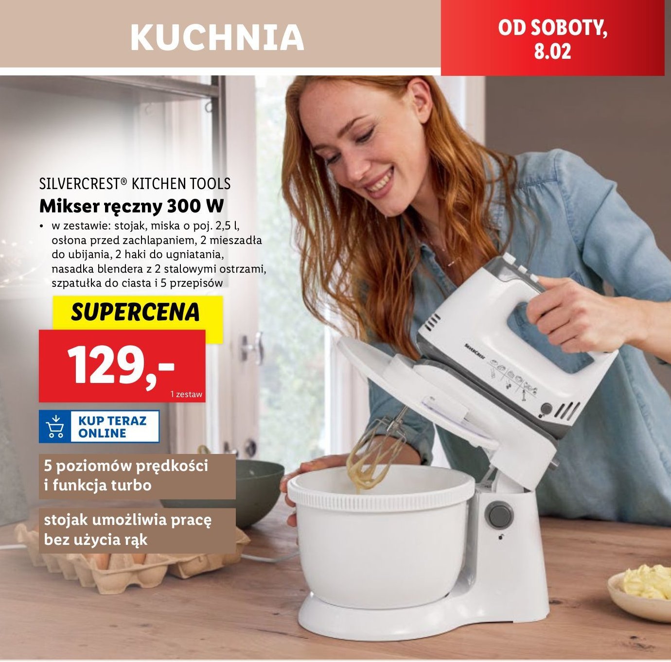 Mikser ręczny z misą 300w Silvercrest promocja