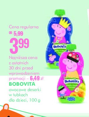 Mus gruszka z morelą i bananem peppa pig Bobovita promocja