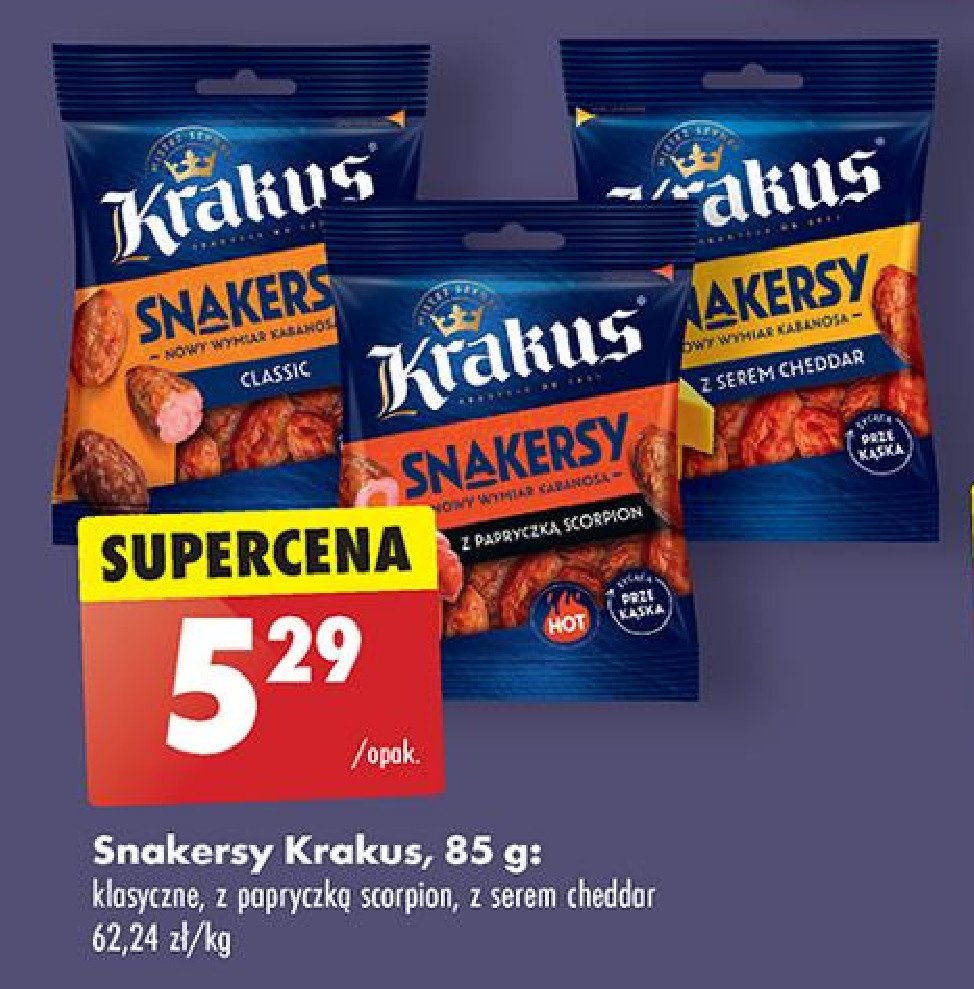 Snakersy z serem cheddar Krakus animex promocja