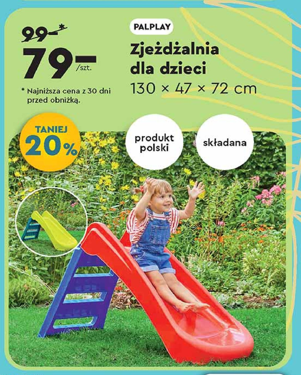 Zjeżdżalnia dla dzieci 130 x 47 x 72 cm Palplay promocja