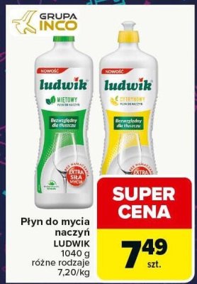 Płyn do mycia naczyń Ludwik Miętowy 1040g promocja w Carrefour Market