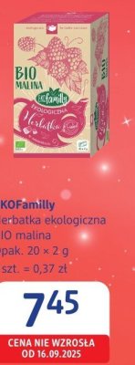 Herbatka ekologiczna EKOFamilly BIO malina promocja w Drogerie DM