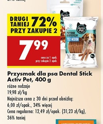 Przysmak dentystyczny dla psa maxi Activ pet promocja w Biedronka