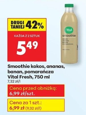 Smoothie kokos, ananas, banan, pomarańcza  promocja w Biedronka