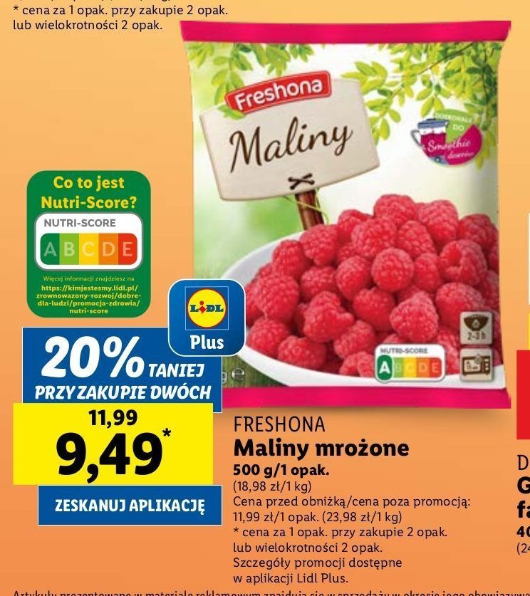 Maliny mrożone Freshona promocja