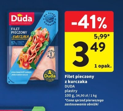 Filet pieczony z kurczaka DUDA plastry promocja w Intermarche