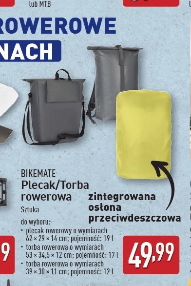 Torba składana na rower 12 l BIKEMATE promocja w Aldi