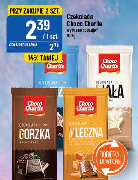 Czekolada mleczna z nadzieniem o smaku toffi Choco charlie promocja